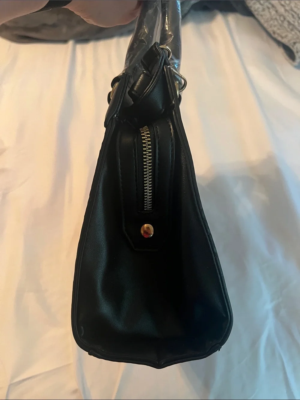 Marilyn Monroe Black Quilted Satchel with Gold MM Emblem